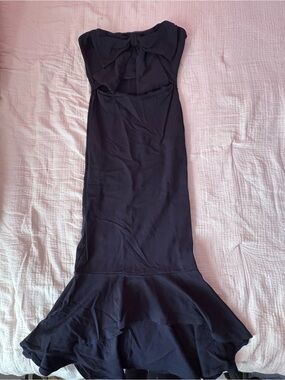 Vici Black Strapless Mermaid dress with Front Bow